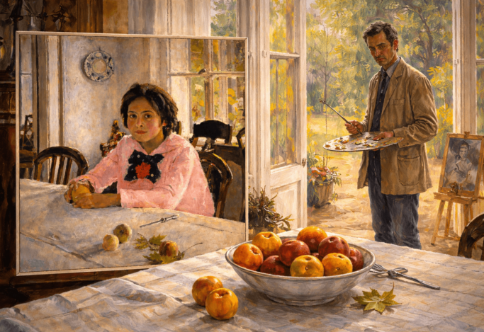 Девочка с персиками Картина Серова